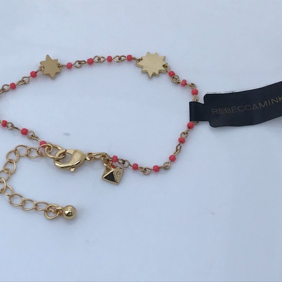 Rebecca Minkoff Bracelet gold Tone sole beaded Lin - Picture 6 of 9